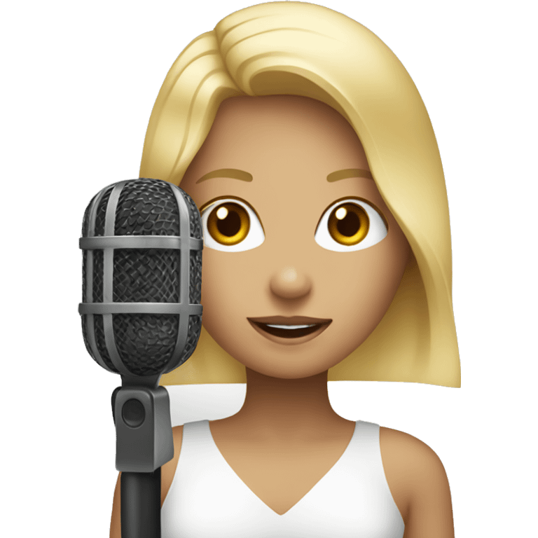 blonde girl with microphone emoji