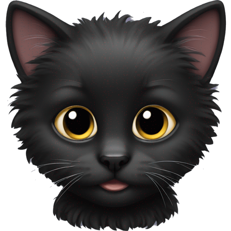 Black fluffy kitten emoji