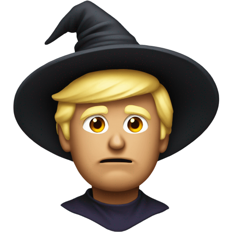 Donald Trump with a witch hat emoji