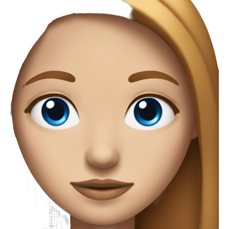 A girl with blue eyes, brunette thin eyebrows and beautiful straight caramel hair emoji