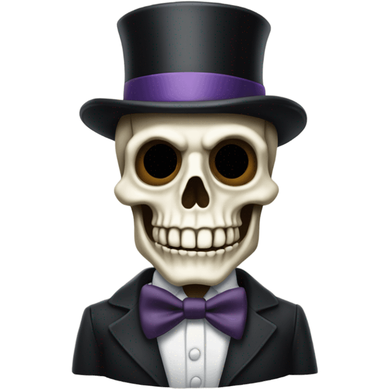 Skeleton wearing a bone bow tie and top hat emoji