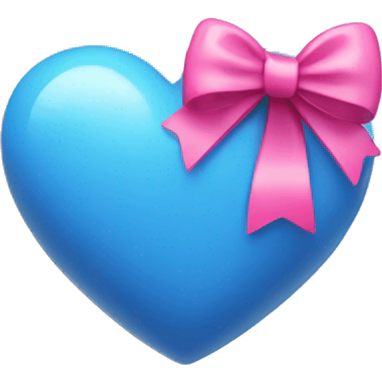 Blue heart with pink bow  emoji