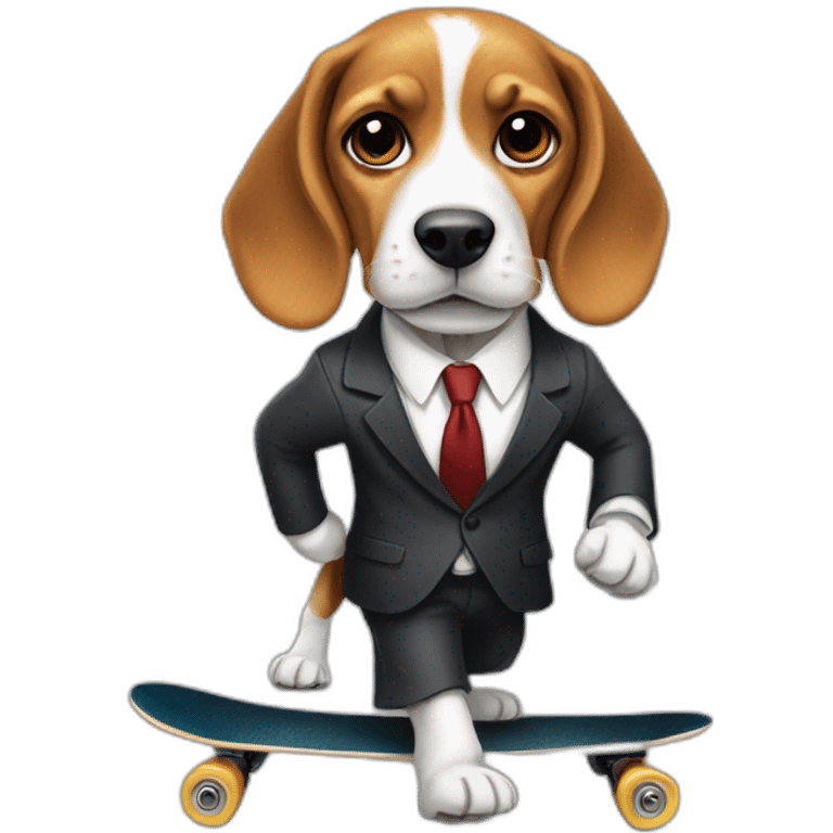 beagle in suit with an arm on a skateboard emoji