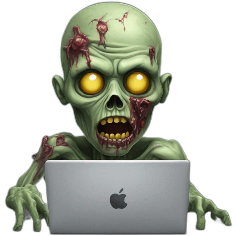 zombie coding on a laptop hyperrealistic emoji