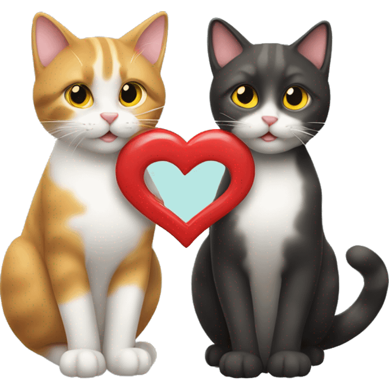 The tails of two cats making a heart shape  emoji