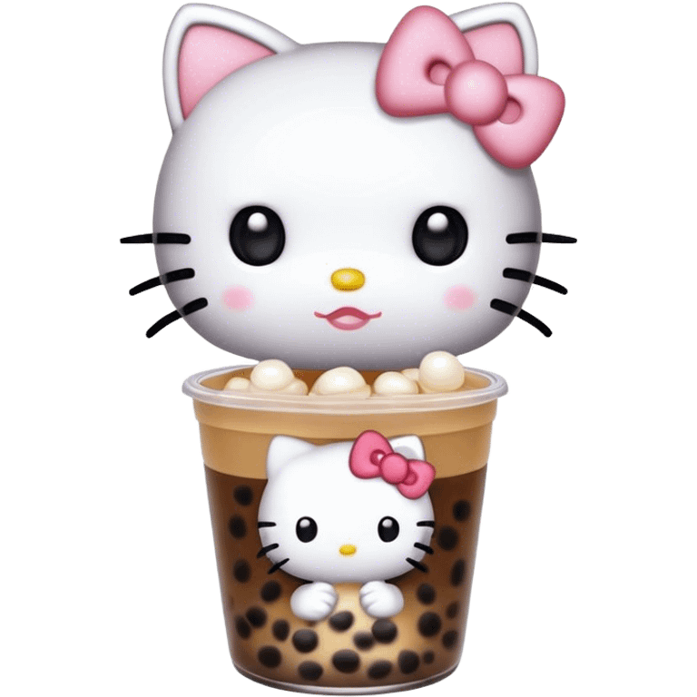 Hello kitty holding boba emoji