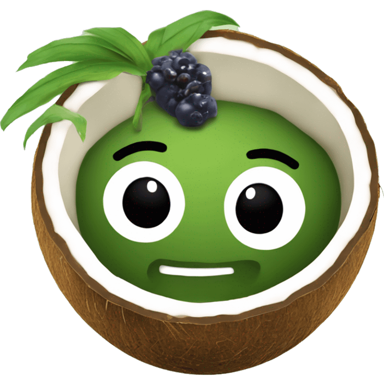 Açai bowl in a coconut shell emoji