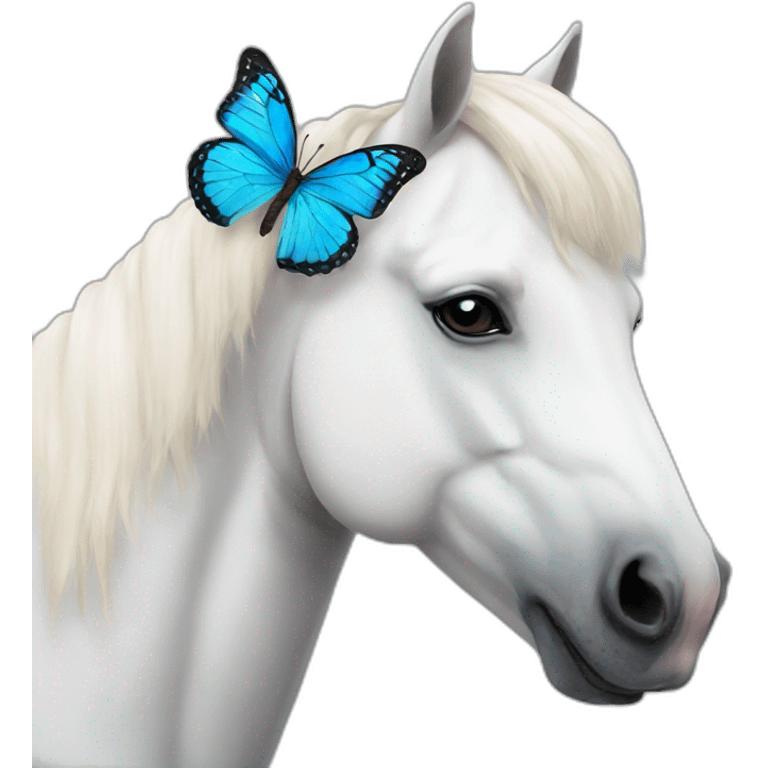 White horse with a butterfly on his nose emoji