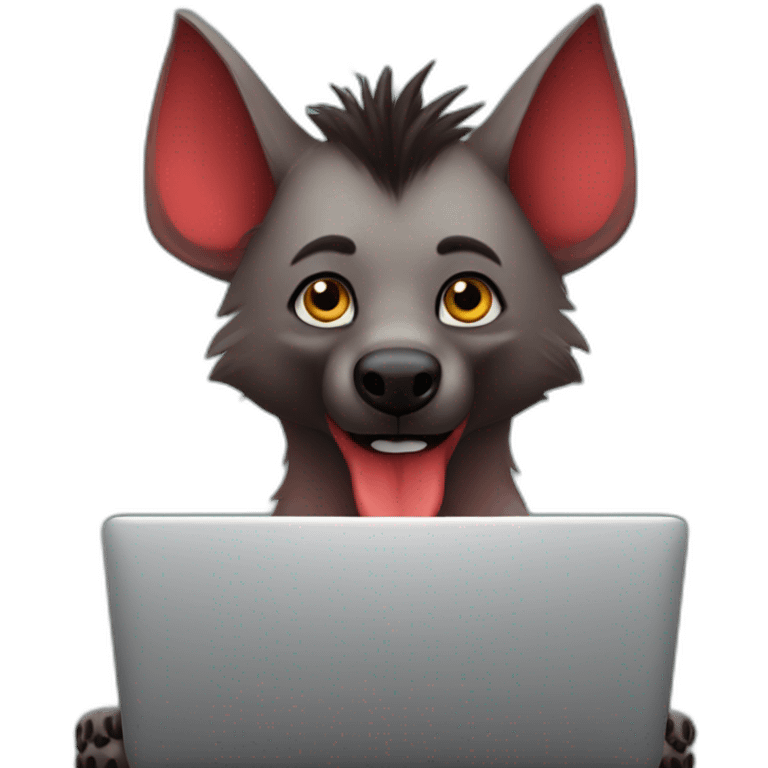 red hyena with laptop emoji