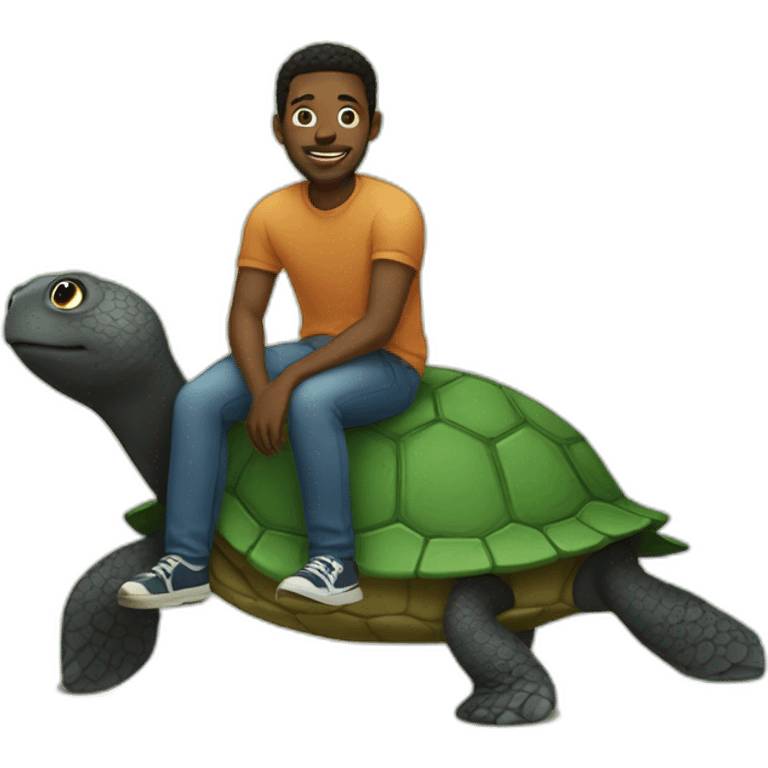 Black man on a turtle emoji