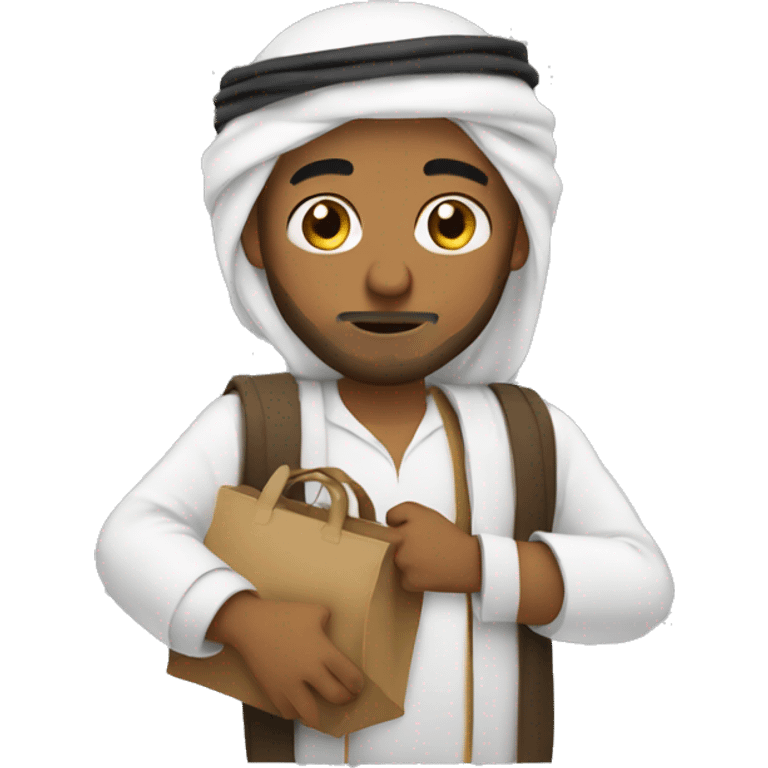 Arab holding a bag on his chest emoji