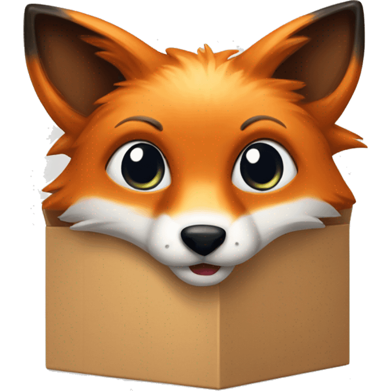 a cross-eyed fox inside a box emoji