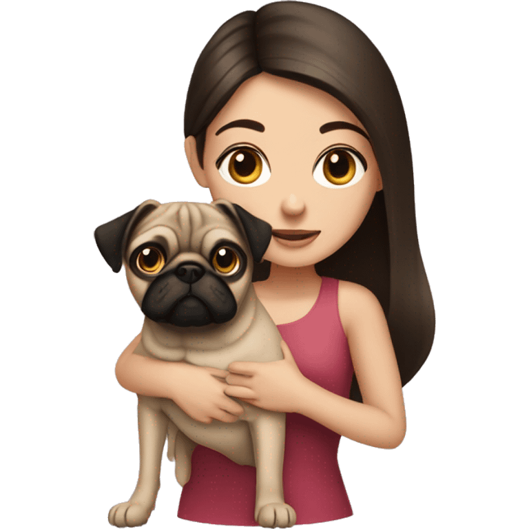 Brunette girl with a Pug  emoji