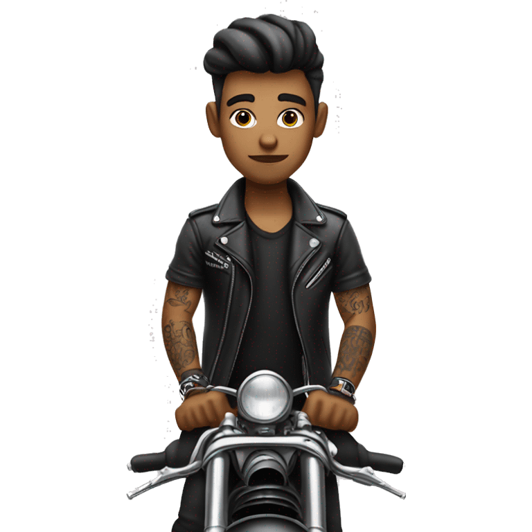 motorcycle boy with tattoos making a rizzing face white race emoji