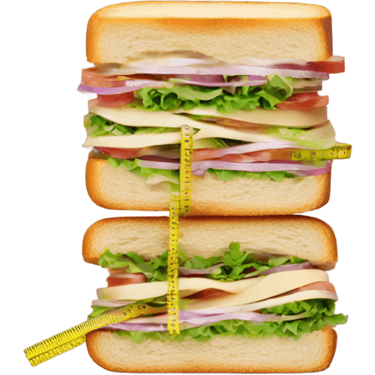 Sandwich with tape measure pulled tight emoji