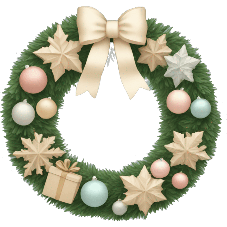 Pastel beige Christmas wreath emoji