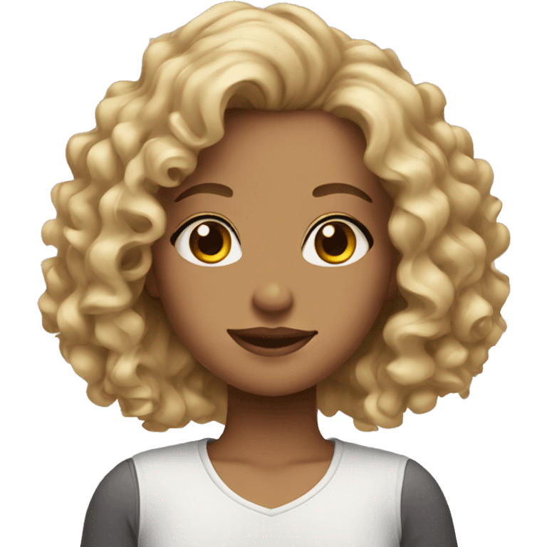 Girl with brown eyes and blonde curly hair  emoji