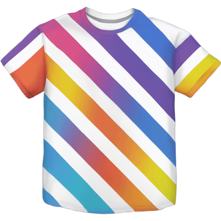 a short sleeve t-shirt divided by a diagonal line. One part white, one part with all spectrum colours fade emoji