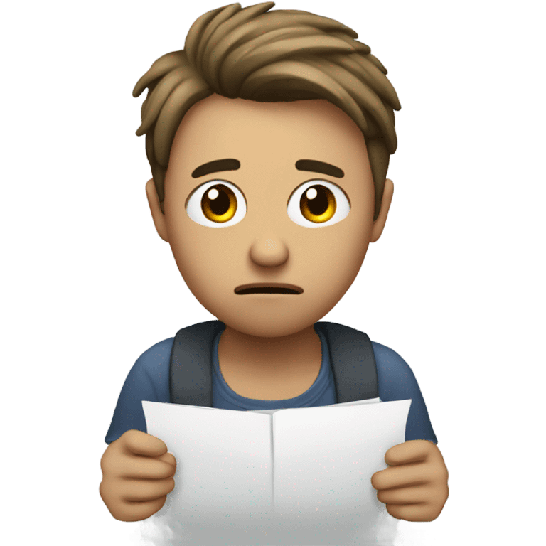 Really sad guy holding a test emoji