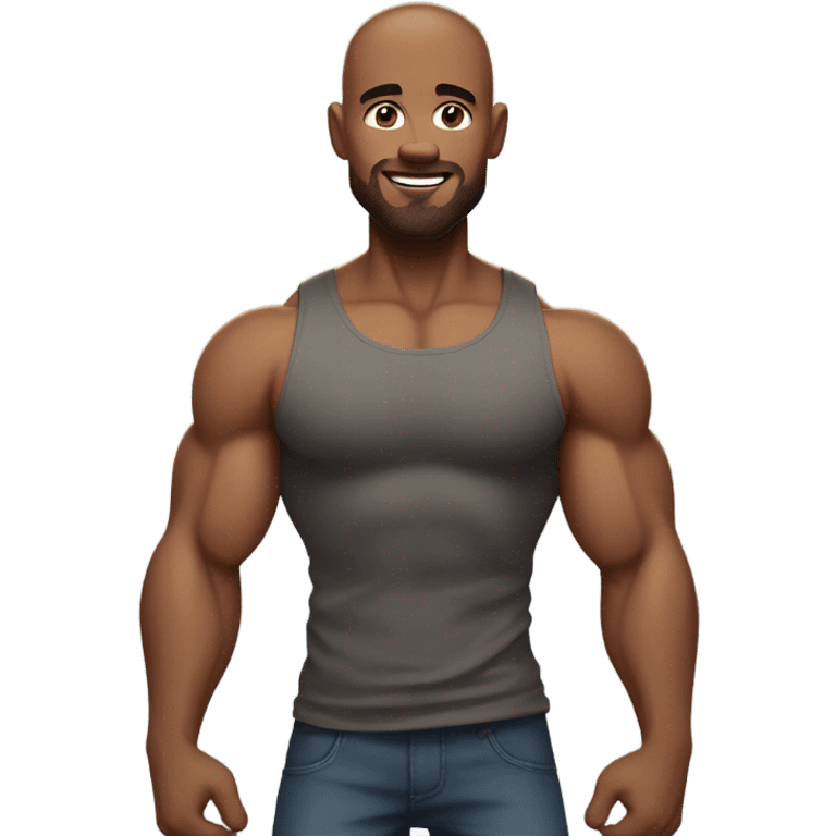 Buff man with tank top flexing  emoji