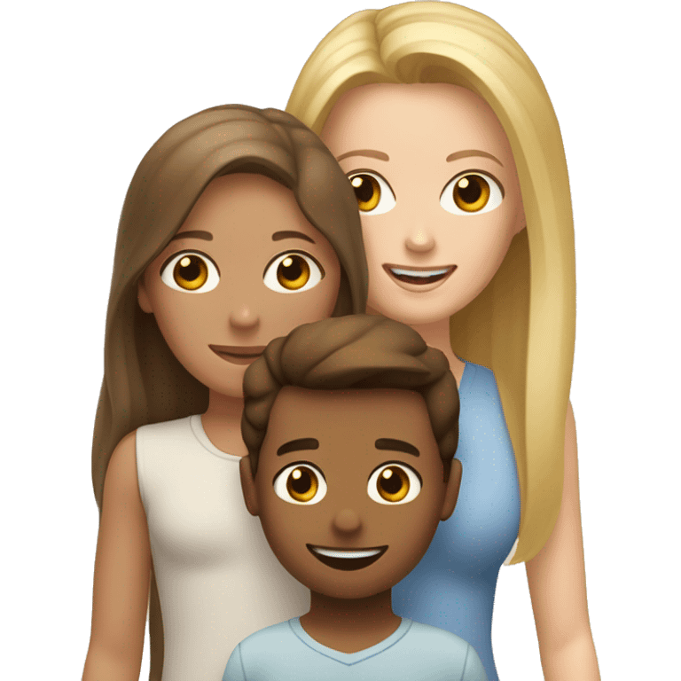 one long brown hair woman and one long blonde hair woman with brown haired toddler boy emoji