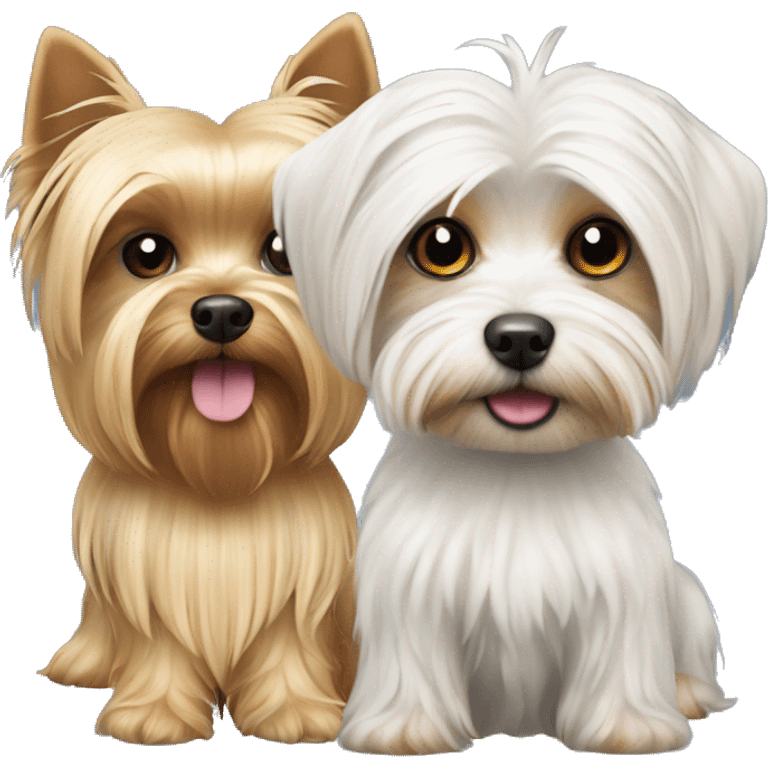 Maltese and Yorkshire terrier are friends emoji