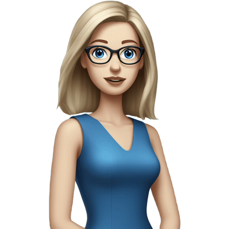 CHyper Realistic pale elegant classy model, straight shoulder length brunette, glasses and blue eyes  emoji