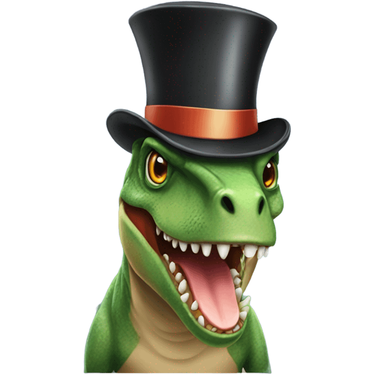 Trex with a top hat emoji