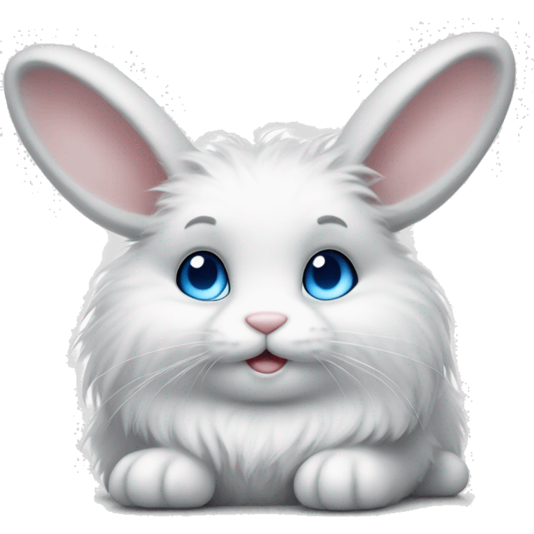 Very Fluffy bunny with blue eyes relaxing small ears emoji