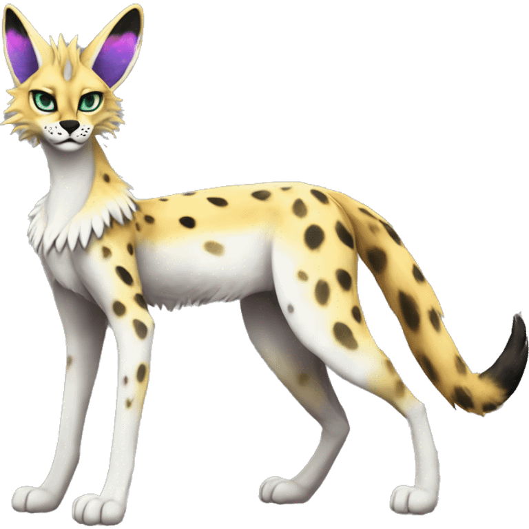 Epic Edgy Colorful ethereal eldritch Sergal-Serval-Fionbri full body  emoji