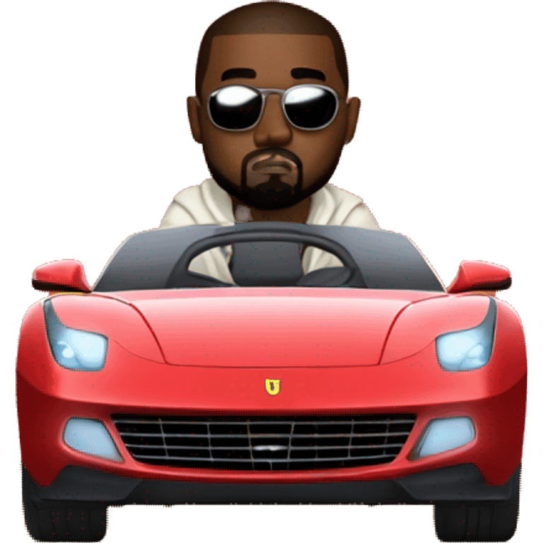 Kanye west driving a Ferrari on mars emoji