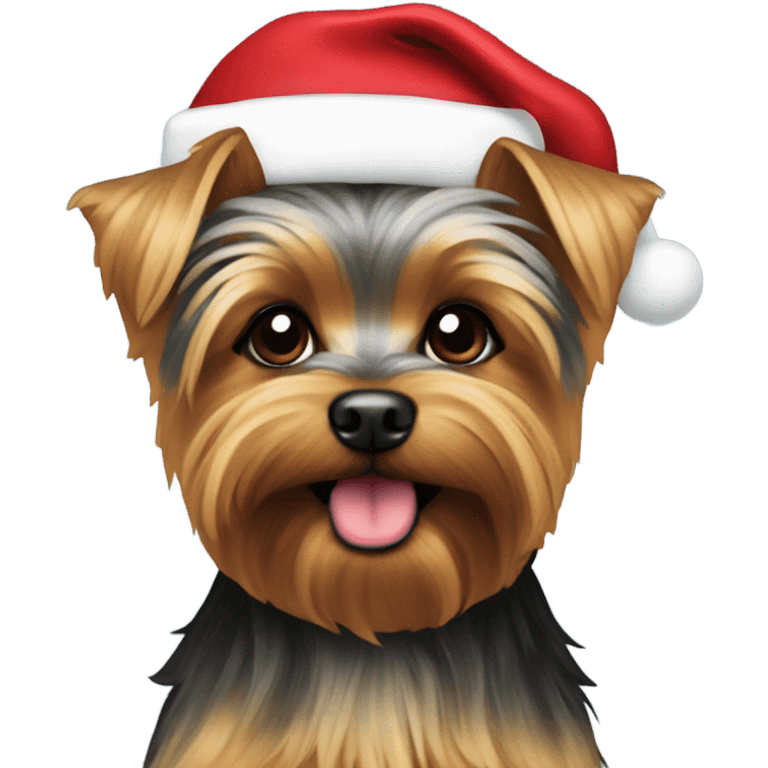 Yorkie with Santa hat emoji