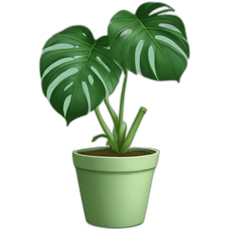 Monstera plant in a sage coloured pot emoji