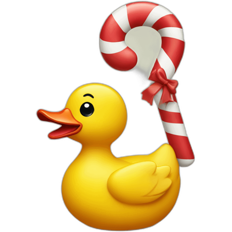 Rubber ducky holding a candy cane  emoji