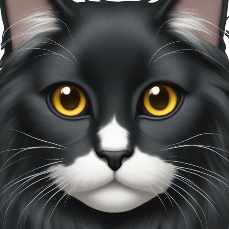 black long hair cat with black and white muzzle emoji