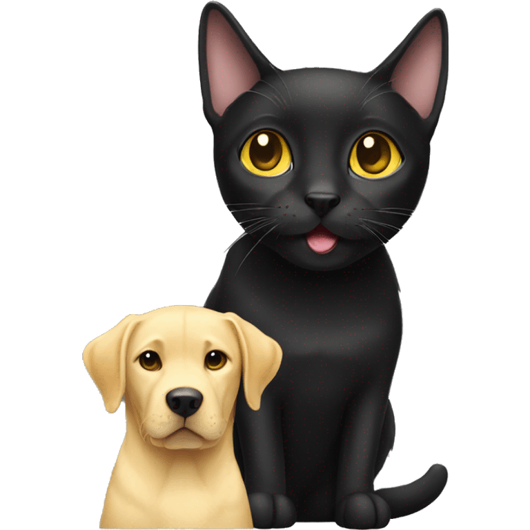 Black cat with yellow lab emoji