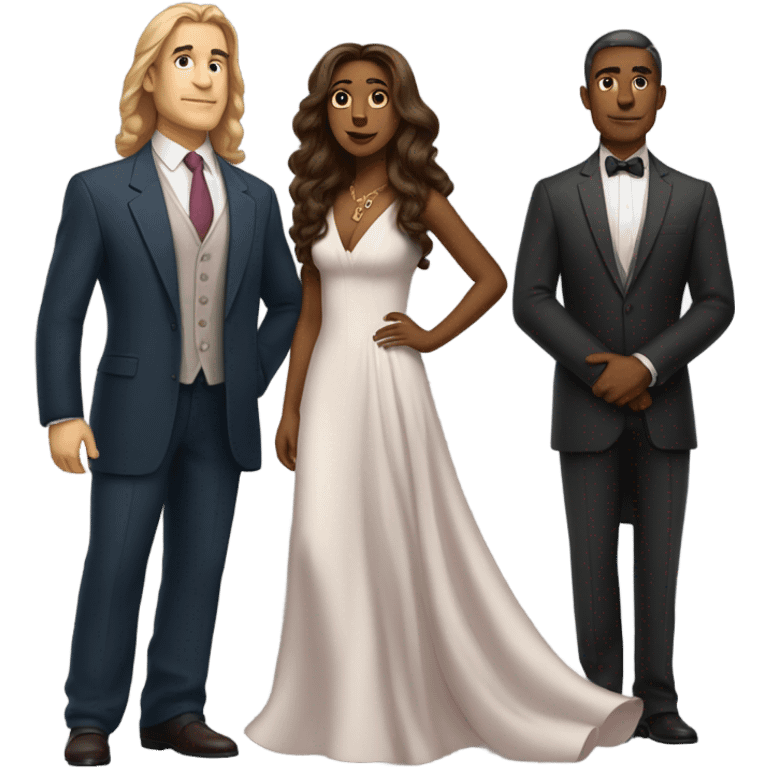 Beautiful woman and two men emoji