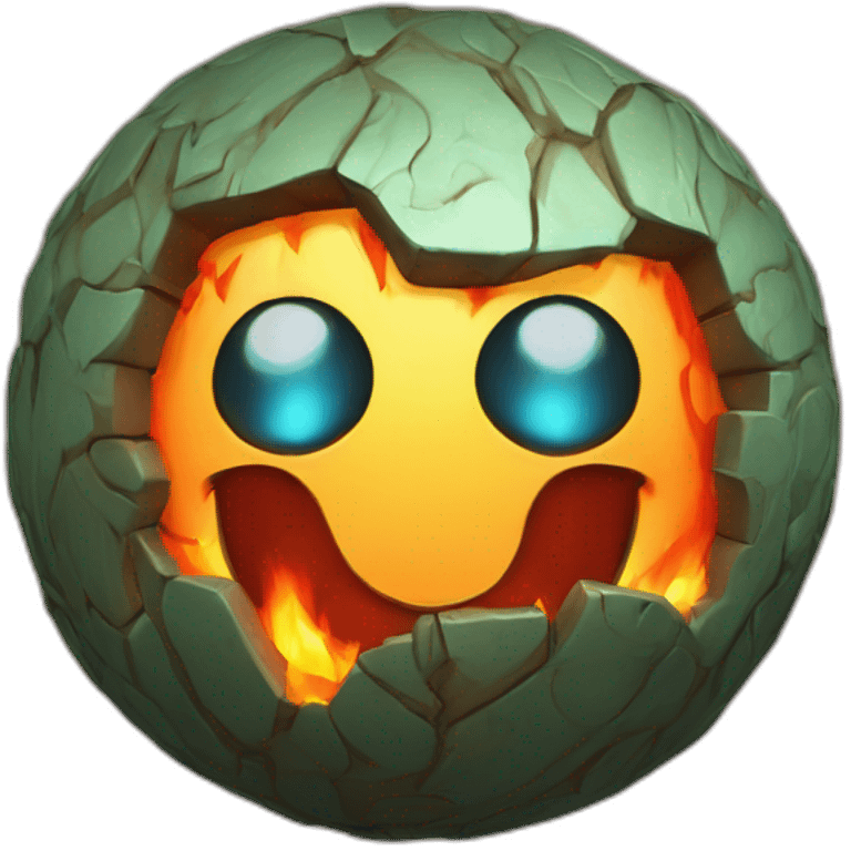 3d sphere with a cartoon nauseated fire Creeper skin texture with beautiful eyes emoji