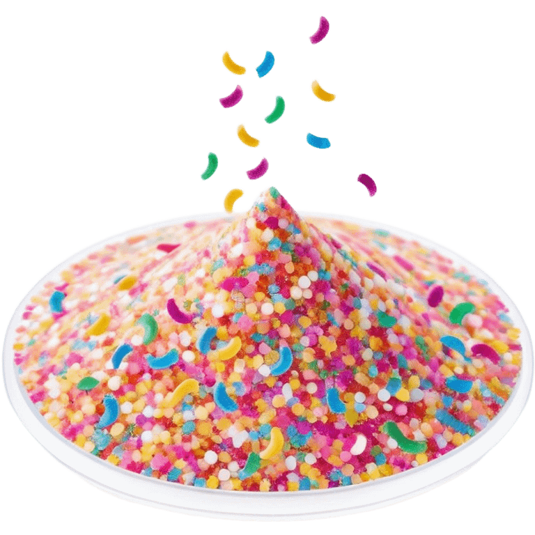 Cinematic Realistic Sparkles & Sprinkles, a delicate swirl of tiny, multicolored sugar confetti and edible glitter, scattered across a smooth reflective surface, each speck glinting under soft ambient light, glowing vibrantly with a dreamy and magical charm. emoji