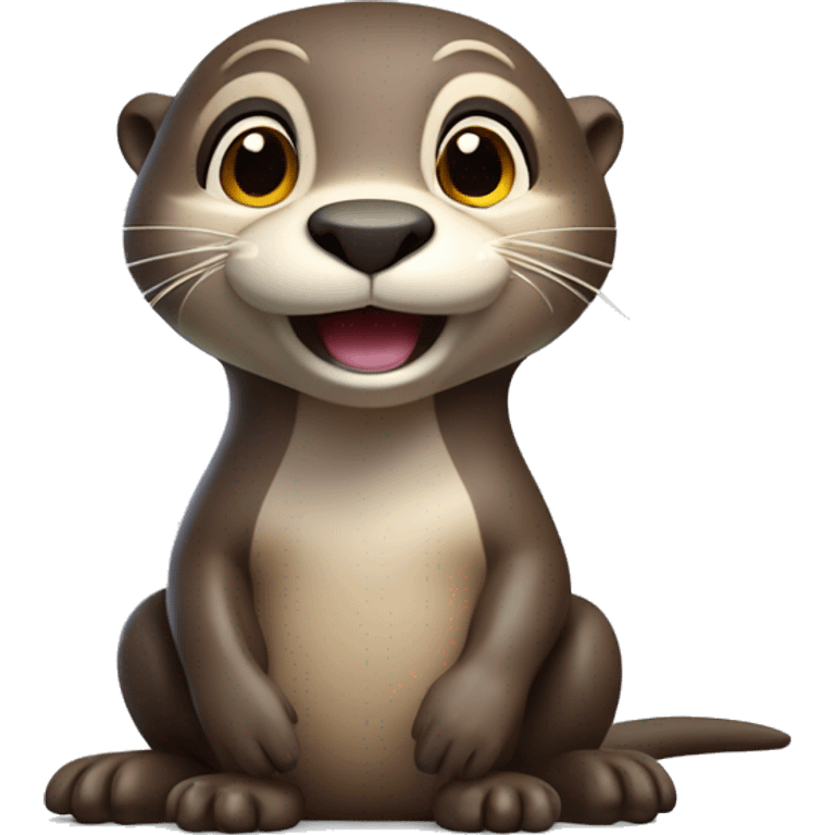 3D cartoon otter character, small body with big head, plain background, joyful pose. –ar 3:4 –v 6.1 emoji