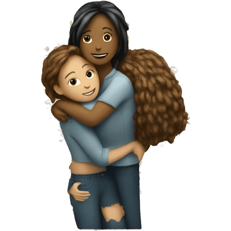 Can you creat me and another woman person hugging emoji? emoji