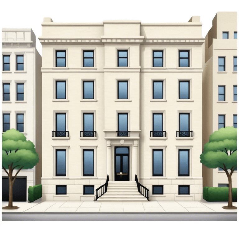 upper east side townhouse, white limestone, classic modern, exterior view emoji