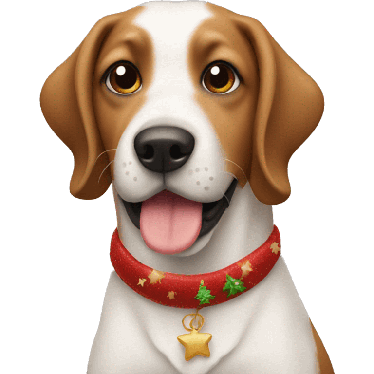 A dog with Christmas fever emoji