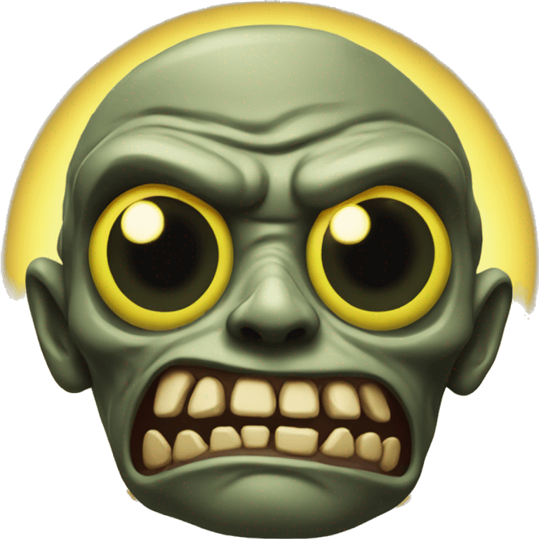 one army Zombie head with sun bright yellow eyes emoji