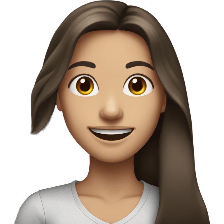 a long hair brunette girl smiling emoji