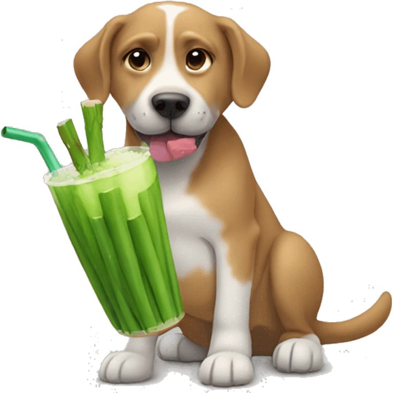 Dog drinking sugarcane juice emoji