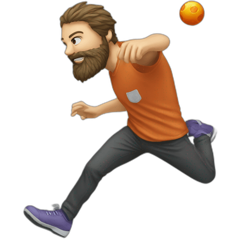 man with beard kicking virus as ball emoji