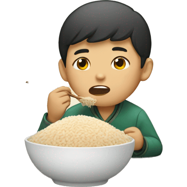 chinese boy eating rice  emoji