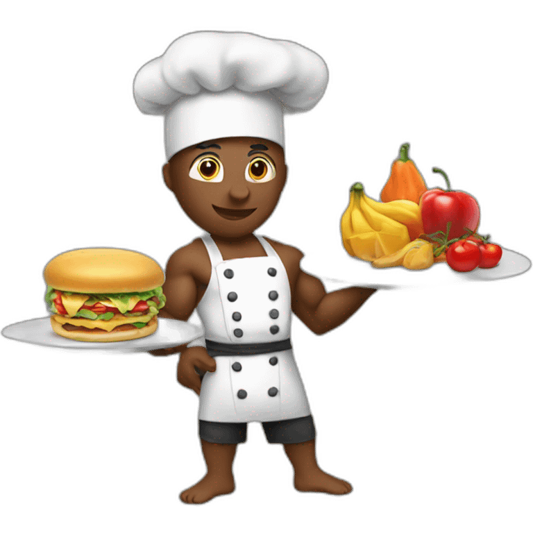 bodybuilder cooking food with chef hat  emoji