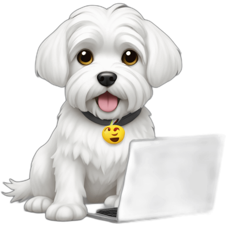 White Maltese working on a laptop emoji